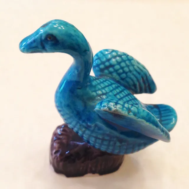 ~Antique Chinese Export Faience Porcelain figurine - Glazed Turquoise Duck