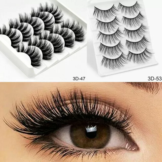 10Pairs 3D Fake Eyelashes Long Thick Natural False Eye Lashes Set Mink Makeup UK 2