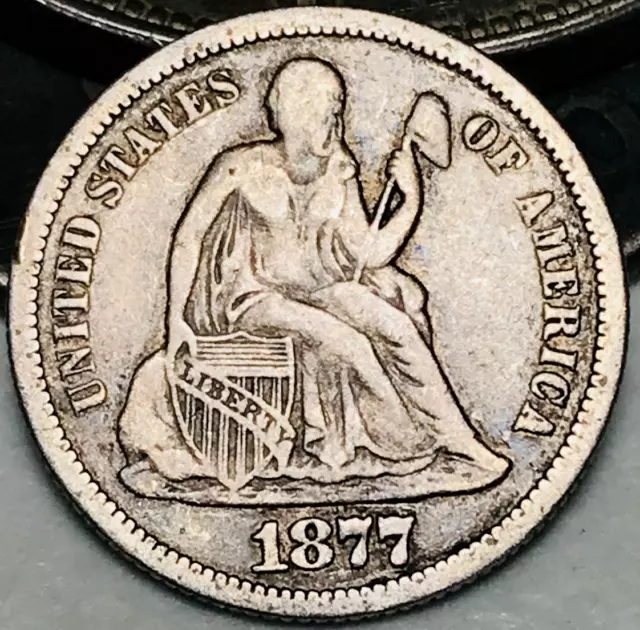 1877 Seated Liberty Dime 10c Ungraded Choice US Silver Coin CC21115