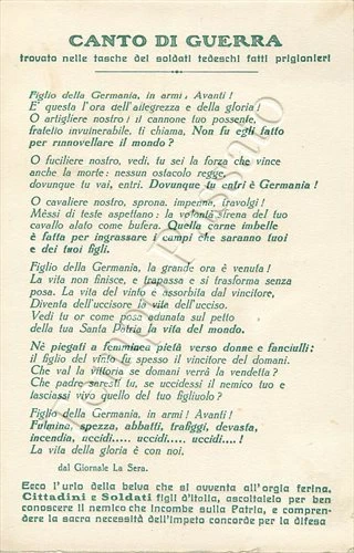 Prima guerra mondiale - Canto di guerra dei soldati tedeschi fatti prigionieri