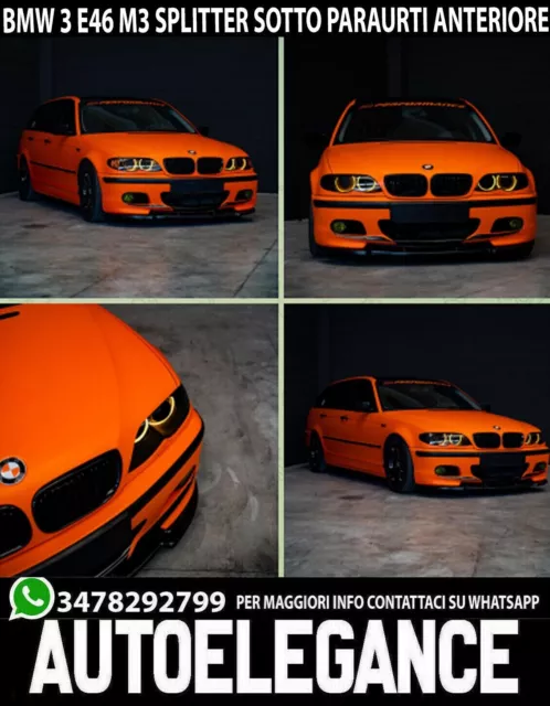 Bmw Serie 3 E46 M3 Hoja Bajo Parachoques Delantero Abs Divisor Negro Brillante -