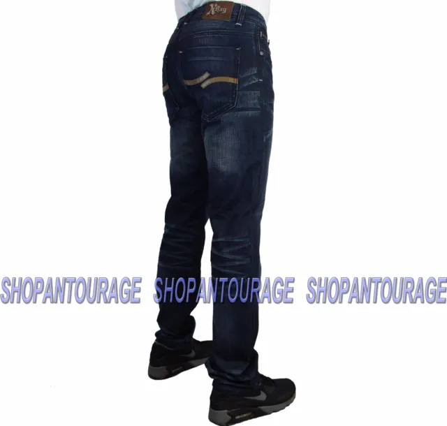 XRAY Stile 367 Gamba Dritta Taglio Moda Blu Denim Pantaloni Jeans Per Uomo