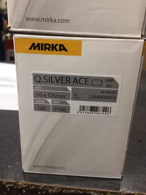 Mirka Q Silver Ace Sanding Strips no hole 70x125mm - P80,P100,P150,P400 100 Pcs