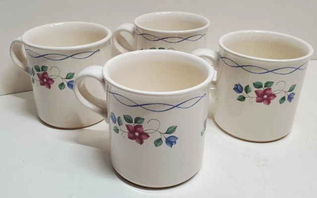 4 Pfaltzgraff Bonnie Brae Teacups Coffee