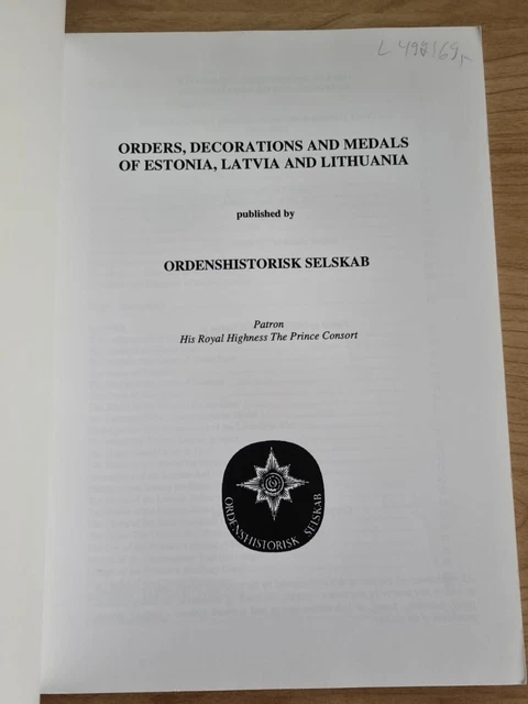 ORDERS, DECORATIONS AND Medals of Estonia, Latvia and Lithunia 1918