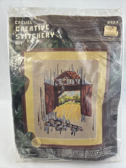 Kit de costura creativa Vogart Crewel hayloft # 2323 vintage 1975 abierto sin usar
