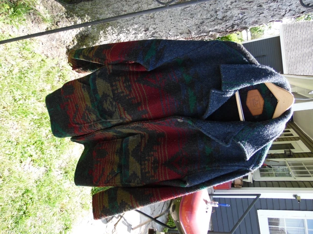 Vintage USA Woolrich Southwestern Western Style Cowboy Ranch Wool Coat sz L