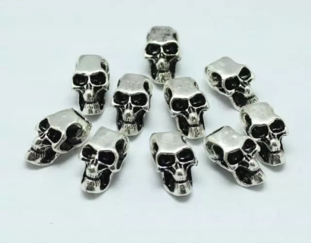 10PCs Tibetan Carved Silver Metal Dreadlock Beads dread skull beads 6mm hole
