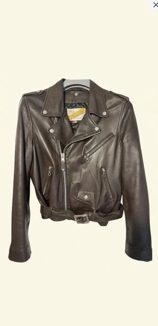 Blouson Aviateur Vintage SCHOTT IS-674-MS Des Années 70 - Cuir Marron Fourré - Taille M