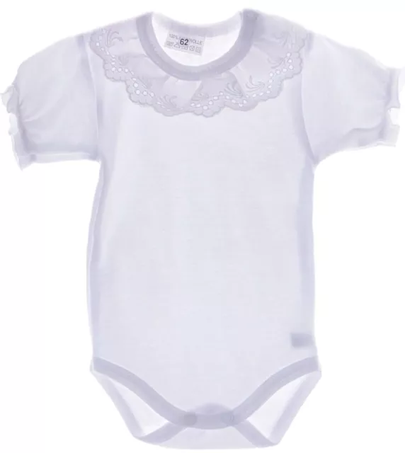 Body Baby Spitzen Kragen Taufe Weiß festlich 50 56 62 68 74 80 86 92 98 Rüschen