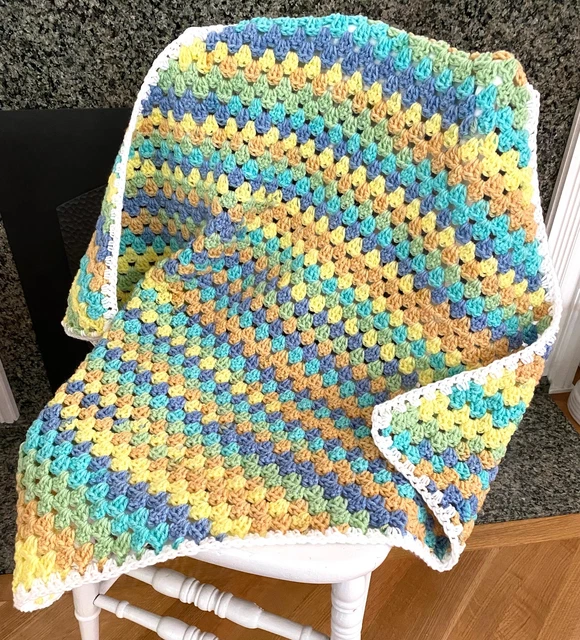 CROCHET GRANNY SQUARE Blanket Afghan Wrap Baby Girl Boy Multicolor C2C