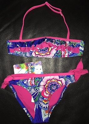 Trend TREND Maillot 2 Pièces Bikini Bleu Rose Fleuri DESIGUAL T S 2 3 Ans 