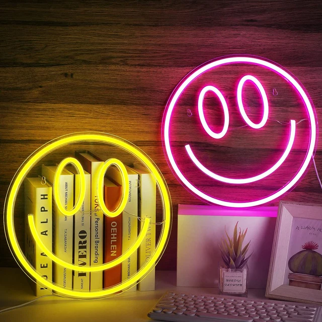 LED FACE SMILE Neon Lights 30cm Large Neon Signs Lamp Wall Decor