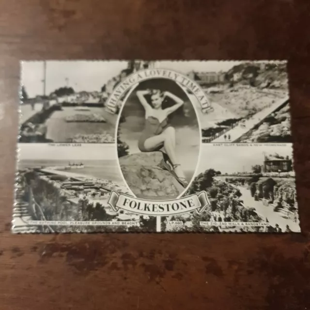 Folkestone, Female Swimsuit Model Multi-View Lansdowne RPPC LP 560, Unposted.