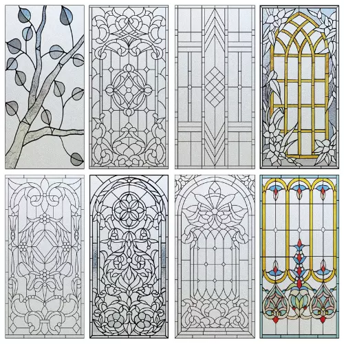 Window Film Frosted Stained Glass Films Static Cling Privacy Films Door Sticker