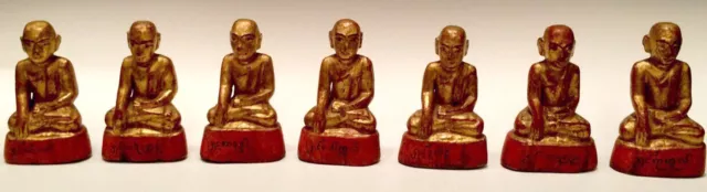 19th Century, Mandalay, A Set of Antique Burmese Wooden Seated Disciples