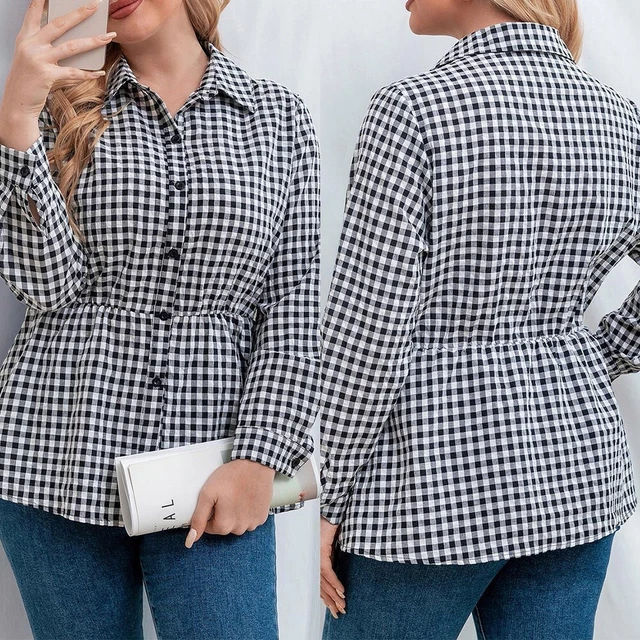 Donna Camicia Misura Ogni Giorno Primavera Autunno L ~ 4XL Camicetta Lungo