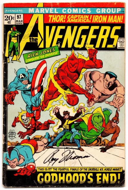 Avengers #97 GD- Signed w/COA Roy Thomas 1972 Marvel Comics