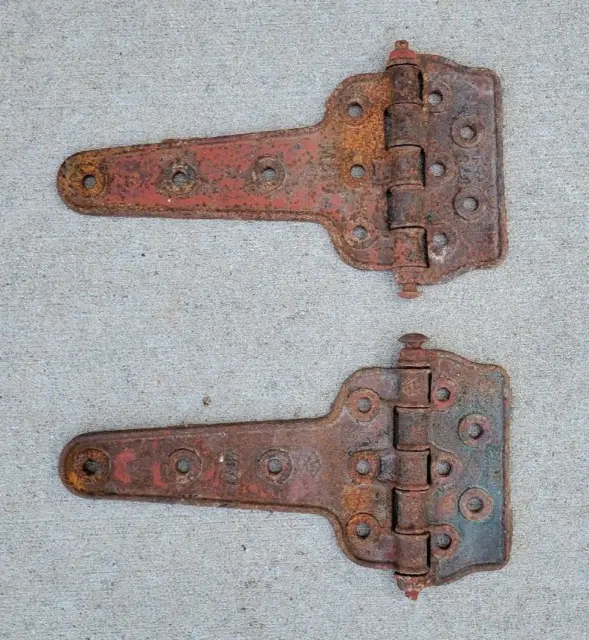 PAIR of HEAVY DUTY, EXTRA LARGE Vintage Railroad Box Car Hinges Barn (2 of 3)