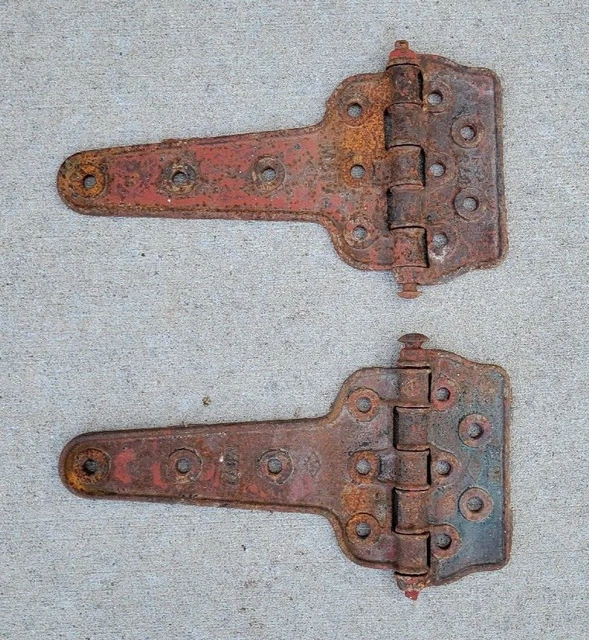 PAIR of HEAVY DUTY, EXTRA LARGE Vintage Railroad Box Car Hinges Barn (2 of 3)