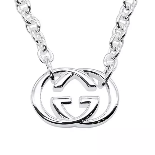 Gucci necklace pendant jewelry men gap Dis double G logo pair Italy silver 925