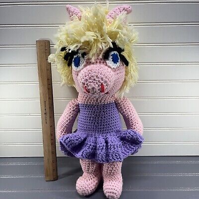 Vintage Miss Piggy 15” Home Made Knit Doll
