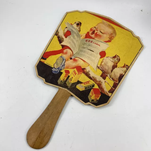 Antique Vintage Advertising Promotional Fan From 666 Laxative & Tonic