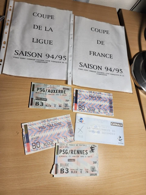 20 Billets PSG Saison 1995/96 – Collection Rare Pour Supporter Paris SG
