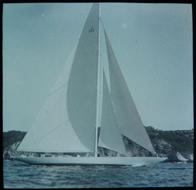 Colour Magic Lantern Rutsche ~ J-Klasse Rennyacht Yankee ~ Cowes Week ~ 1935