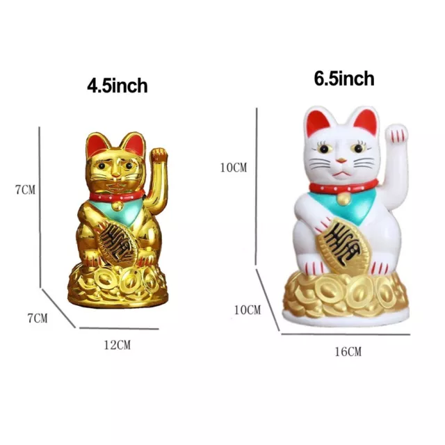 Chinois Heureux Agitant Chat Faisant un Signe Maneki Neko Doré Chance Feng-Shui