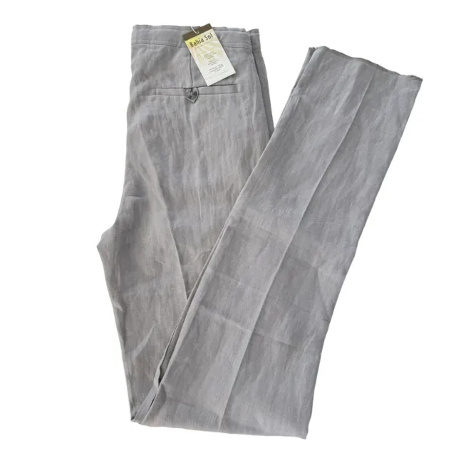 NWT Bahia Sol 100% Linen Pants Men’s 34 (Unhemmed 36” Inseam) Gray Chino