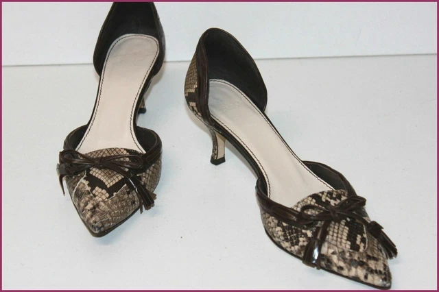 Escarpins ZARA Pointus Cuir Imprimé Reptile Taille 37 - Très Bon état - Talons Petits