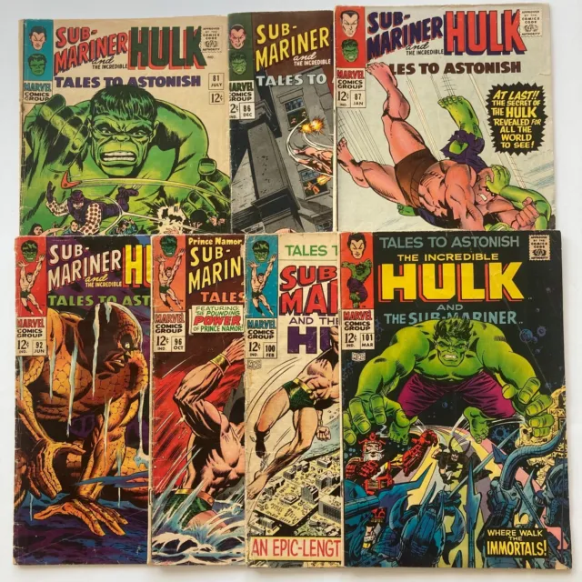 Tales to Astonish, Hulk Lot of 7 Issues # 81, 86, 87, 92, 96, 100, 101 (1966/67)