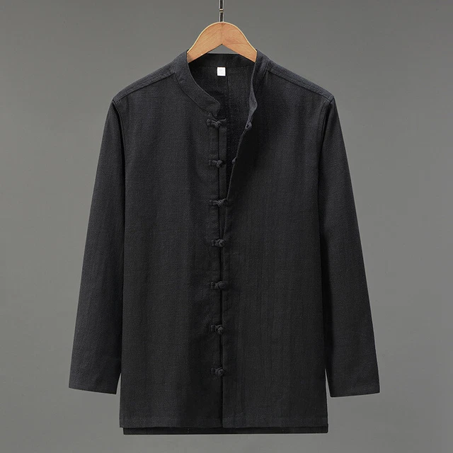 Chemises en lin à manches longues pour hommes, chemises à col en V pour Chemises en lin à manches longues pour hommes, chemises à col en V pour