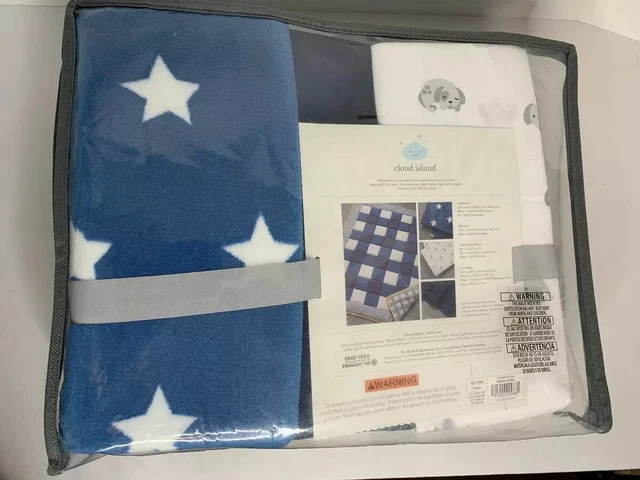 Cloud Island Baby Boy Crib Bedding Set 4-Piece Nursery Homespun Stars Gift NIP
