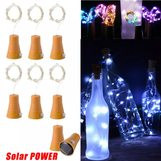 6PCS Bottle Top String Lights Solar Powered LED Cork Shaped Stopper Fairy Light