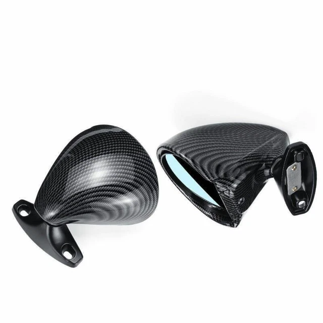Car For Car Door Wing Carbon Fiber Look Vintage Rear View Mirror Blue Anti-glare
