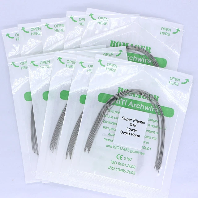 10 Fils D’arc Orthodontique Ronds Super élastique Niti – Forme Ovoïde, Pour Appareils Dentaires