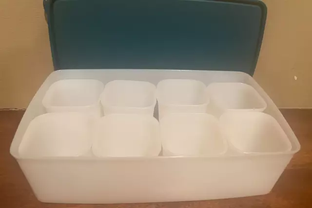 Tupperware Snack Keeper 713-9 Vintage Rectangle Lid 8 Containers 2066 Storage