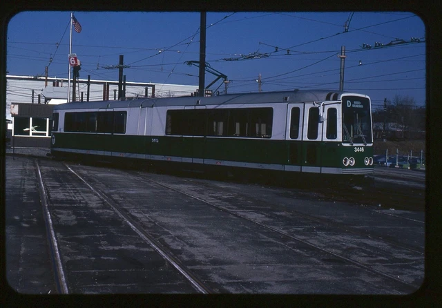 Trolley Slide - Boston MBTA #3446 LRV Streetcar 1977 Riverside Yard Vintage