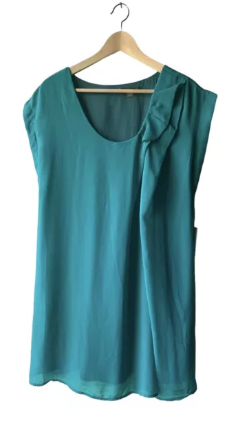 NWT Love 21 Shift Dress Jade Green MEDIUM Cap Sleeves Lined Above Knee Pockets