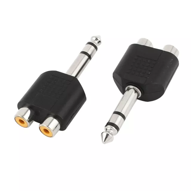 Doble RCA Hembra A 6.5mm Macho De 1/4" Adaptador Y Divisor De Audio Estéreo 2Pcs