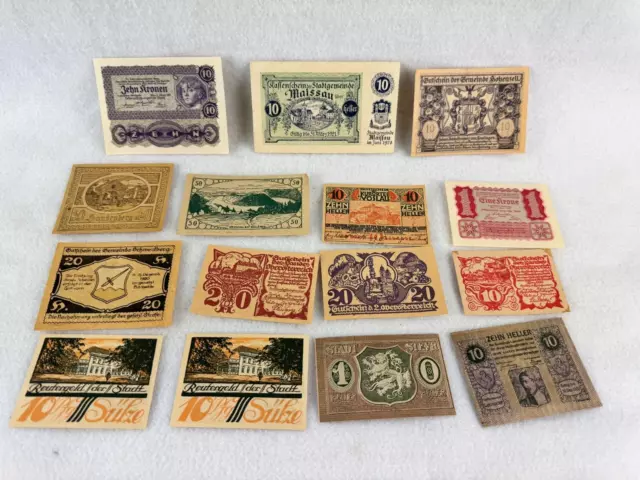 Lot of 15 Vintage Foreign Bank Notes Paper Money Currency Austria Germany (B)