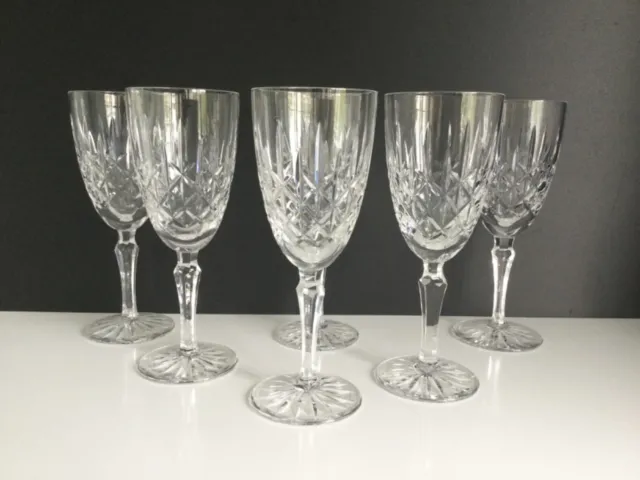 6 x EDINBURGH Crystal HOLYROOD Wine Glasses - 6 3/4” tall - fully signed - MINT