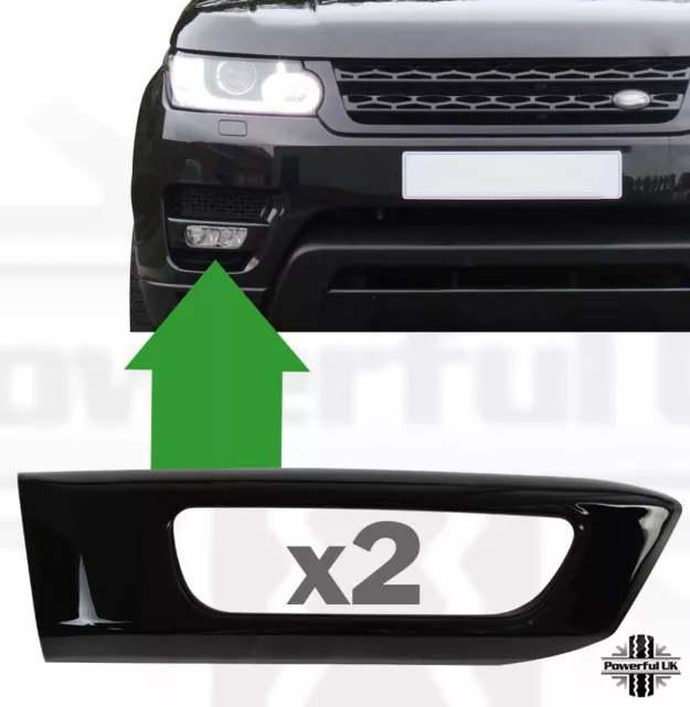 Black Front Bumper Fog Lamp trim bezel surrounds for Range Rover Sport L494