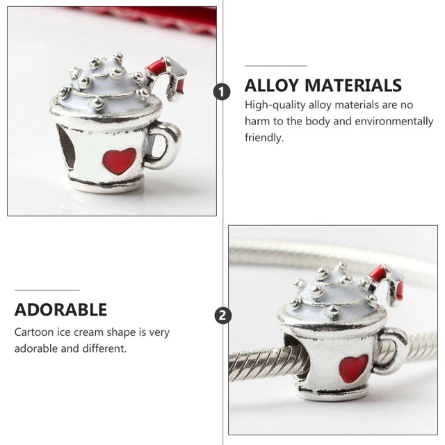 10 Pcs Heart Necklace Charms Beaded Nativity Accessories Bracelets Beads Pendant 4