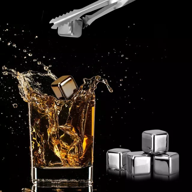 Stainless Steel Ice Cubes Chilling Stones Rocks Reusable for Whiskey Wine Drink