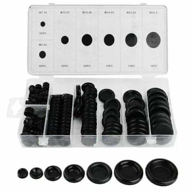 170pcs Rubber Grommet Assortment Firewall Hole Plug Electrical Wire Gasket Kit