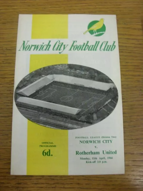 11/04/1966 Norwich City v Rotherham United  (Fold). Thanks for viewing our item,