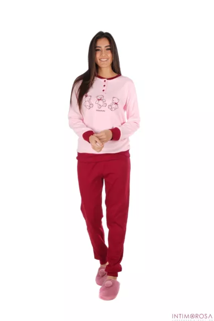 Pigiama donna invernale Biancaluna Kissimo 23D90001 caldo cotone